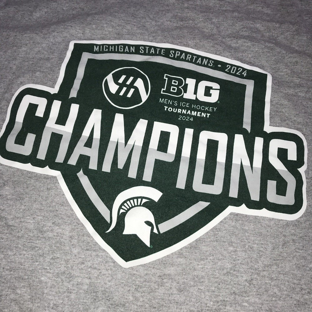Michigan State Spartans Adult Medium T-Shirt 2024 Big Ten Hockey Champs - Picture 2 of 4